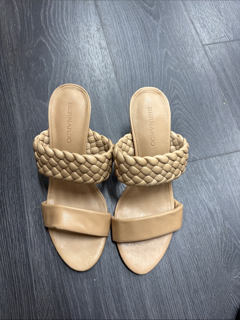 Bernardo Braided Tan Slide Mules